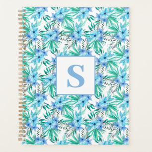 Agenda Monograma floral tropical azul