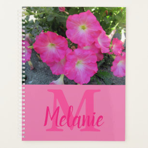 Agenda Monograma fotográfico de Petunias rosadas