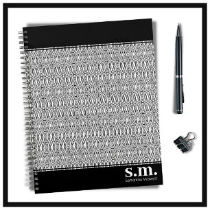 Agenda Monograma geométrico blanco y negro de moda