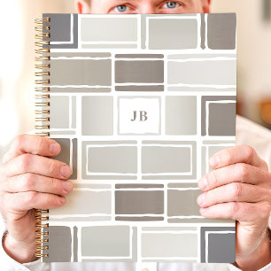 Agenda Monograma geométrico moderno gris
