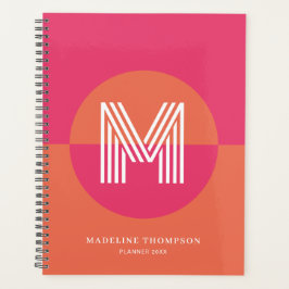 Agenda Monograma geométrico moderno rosa naranja retro ch