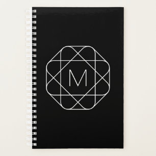 Agenda Monograma geométrico negro y blanco