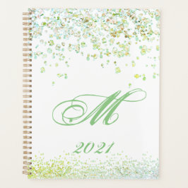 Agenda Monograma Golden & Green Sparkles 2021 Planner