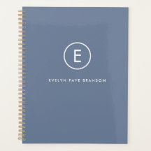 Monograma Gris azul Minimalista Nombre inicial sim