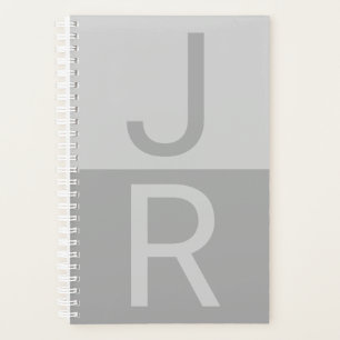 Agenda Monograma Gris claro y Gris de Iniciales Modernas