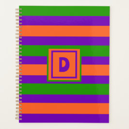 Agenda Monograma Halloween Naranja púrpura y verde