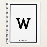 Agenda Monograma inicial blanco simple mensual<br><div class="desc">Un diseño sencillo con color de fondo blanco y su monograma inicial personalizado posicionado en el centro. Un bonito diseño minimalista ideal para cualquiera. Regalo de cumpleaños ideal, decoración fiesta, decoración de casa, papelería de oficina, regalo de Navidad o regalo para cualquier otra ocasión especial. Visite nuestra tienda para ver...</div>