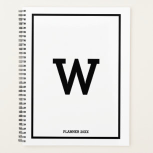 Agenda Monograma inicial blanco simple mensual