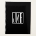 Agenda Monograma inicial | Blanco y negro (o color maread<br><div class="desc">Tus tres iniciales monogramadas.</div>