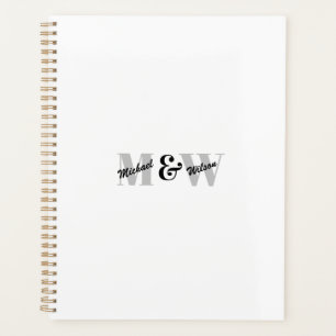 Agenda Monograma inicial blanco y negro personalizado
