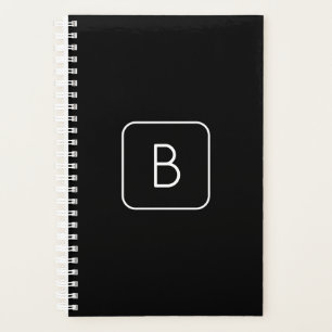 Agenda Monograma inicial con estilo moderno   Blanco y ne