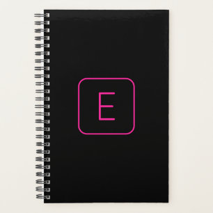 Agenda Monograma inicial con estilo moderno   Rosa y negr