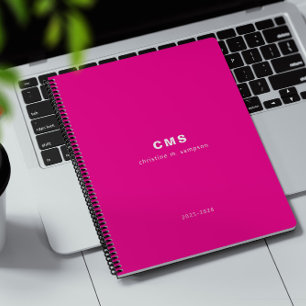 Agenda Monograma inicial moderno rosa brillante
