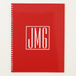 Agenda Monograma inicial | Rojo y blanco (o color mareado<br><div class="desc">Tus tres iniciales monogramadas.</div>