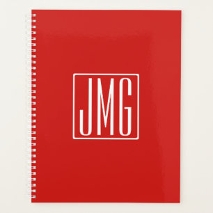 Agenda Monograma inicial   Rojo y blanco (o color mareado