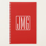 Agenda Monograma inicial | Rojo y blanco (o color mareado<br><div class="desc">Tus tres iniciales monogramadas.</div>