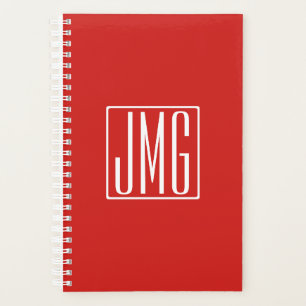 Agenda Monograma inicial   Rojo y blanco (o color mareado