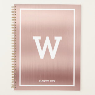 Agenda Monograma inicial simple de Rubor rosa mensual