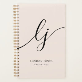 Agenda Monograma Iniciales de Business Planner Nombre del