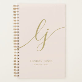 Agenda Monograma Iniciales Empresariales Rubor Gold Scrip