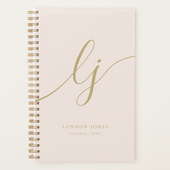 Agenda Monograma Iniciales Empresariales Rubor Gold Scrip (Anverso)