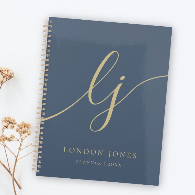 Agenda Monograma Iniciales Moda Navy Gold Business Planne (Subido por el creador)