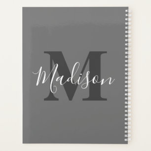 Agenda Monograma Iniciales Nombre personalizado Blanco gr