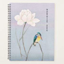 Agenda Monograma japonés vintage Kingfisher Lotus Planner