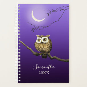 Agenda Monograma Lechuza Nocturno Lámpara Azul Profundo P