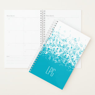 Agenda Monograma Lluvia Notas musicales Aqua