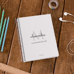 Agenda Monograma minimalista blanco y negro Nombre modern<br><div class="desc">Este sencillo,  elegante y elegante diseño en blanco y negro presenta su nombre personalizado y su monograma en una topografía moderna y elegante. Este artículo puede ser y un excelente regalo para usted,  su familia y amigos.</div>