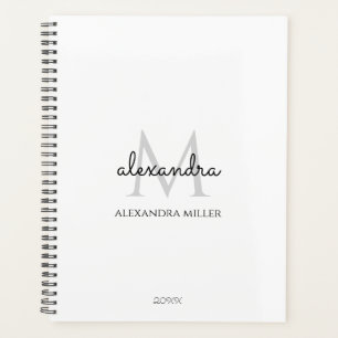 Agenda Monograma minimalista blanco y negro Nombre modern