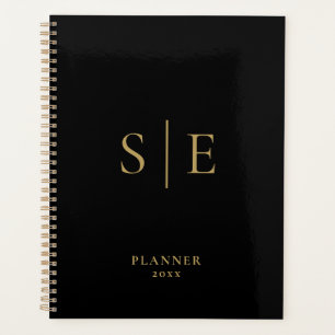 Agenda Monograma minimalista en negro y dorado 2023
