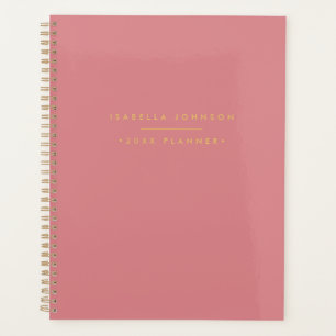 Agenda Monograma Minimalista moderno Girly Oro rosa