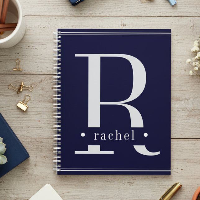 Agenda Monograma mínimo azul y blanco (Subido por el creador)