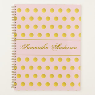 Agenda Monograma Moda Oro Rosa Nombre Planador de Punto P