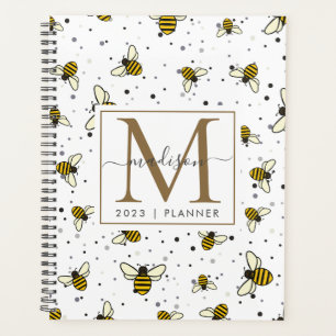 Agenda Monograma Modelo de abejas bumbólicas de 2023 Sema