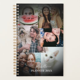 Agenda Monograma moderno 6 Planner negro fotográfico