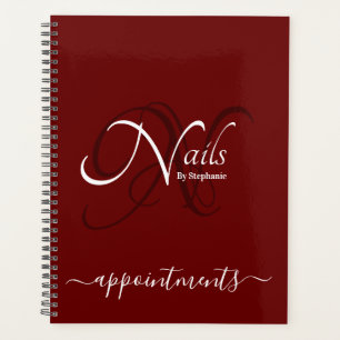 Agenda Monograma moderno artista de uñas rojas de Borgoña