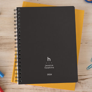 Agenda Monograma moderno Black Noir de moda semanal