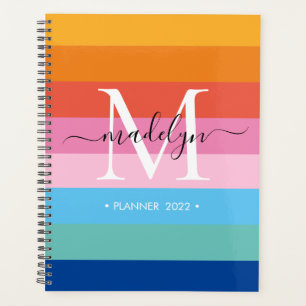 Agenda Monograma moderno color arcoiris Nombre de guión 2