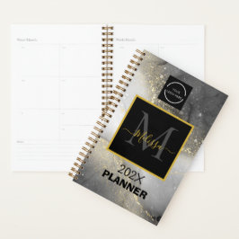 Agenda Monograma moderno con logotipo plateado y dorado y