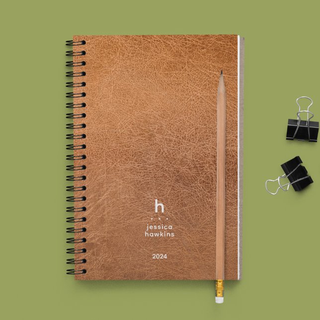 Agenda Monograma moderno de cuero rojo usado a la moda se (Subido por el creador)
