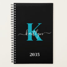 Monograma moderno de escritura Verde azulada negra