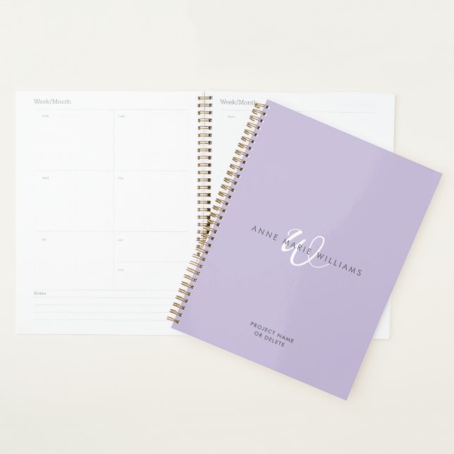 Agenda Monograma moderno de letra script en blanco y lava (Demostración)