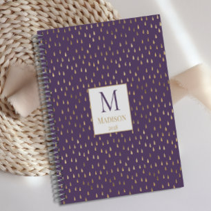 Agenda Monograma moderno de moda con gota de lluvia de or