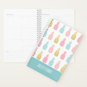 Agenda Monograma moderno de piña de oro tropical