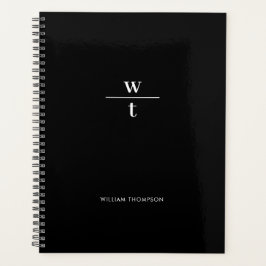 Agenda Monograma moderno elegante blanco negro