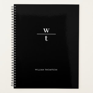 Agenda Monograma moderno elegante blanco negro