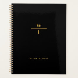 Agenda Monograma moderno elegante oro negro